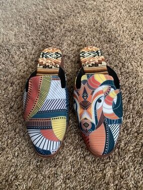 Inkas Cyprus Mule Slides Flats Sz.9 Artsy Boho Festival Tribal Shoes